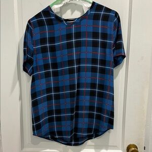 Equipment silk plaid printed top